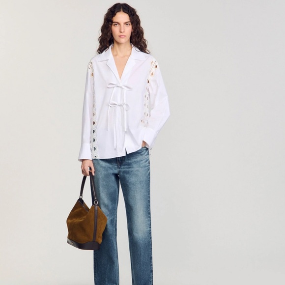 Sandro Tan and Brown Suede leather Hobo Bag - Picture 3 of 8